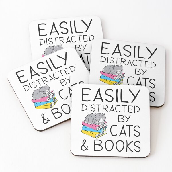 Item preview, Easily Distracted By Cats & Books designed and sold by SunsetGloww.