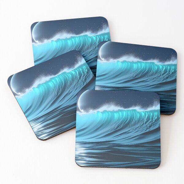 Item preview, Bioluminescent Waves, ink drawing, Ai Generated Art  designed and sold by ACC .