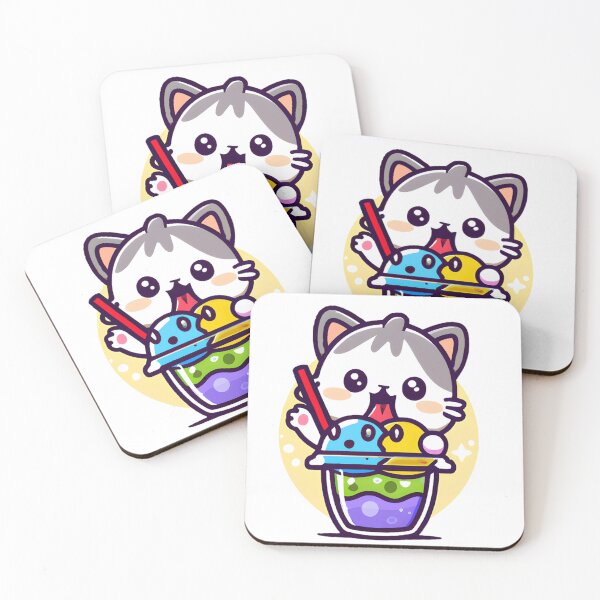 Item preview, Double the Sweetness: Kawaii Cat Licking Ice Cream,halo halo designed and sold by NathalieRached.