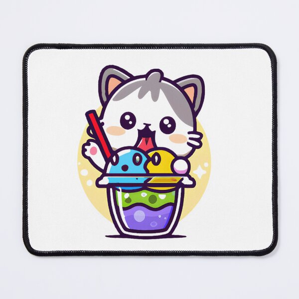 Item preview, Double the Sweetness: Kawaii Cat Licking Ice Cream,halo halo designed and sold by NathalieRached.