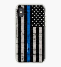 Polizei blaue Linie Flagge iPhone-Hülle & Cover