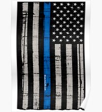Police blue line Flag Poster