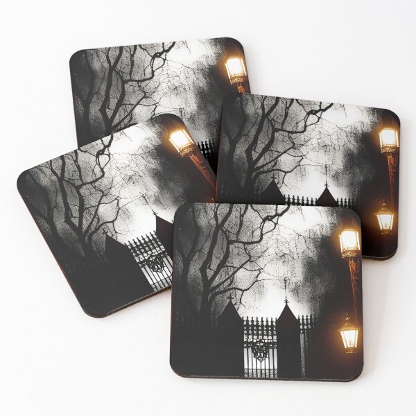 Item preview, gothic courtyard gateway at night designed and sold by kbgraphicimages.