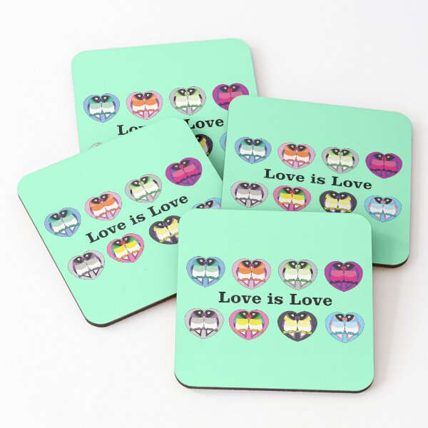 Item preview, Love is Love Lovebirds (aqua) designed and sold by nolessjess.