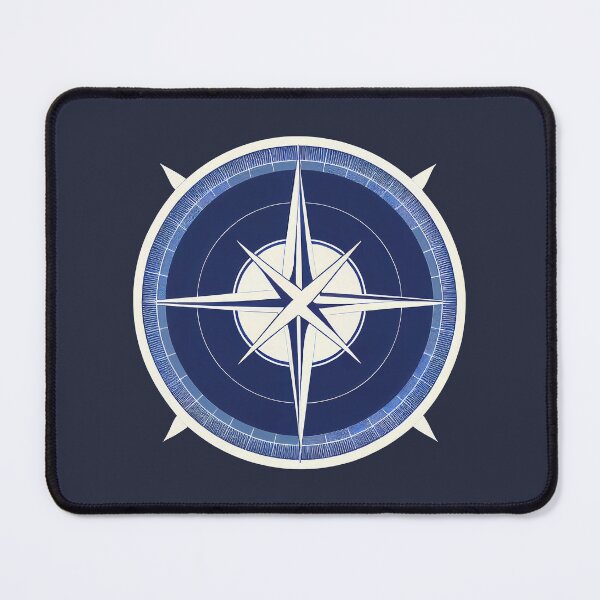 Item preview, Modern nautical compass drawing ~ White and navy blue on black designed and sold by oceanys.