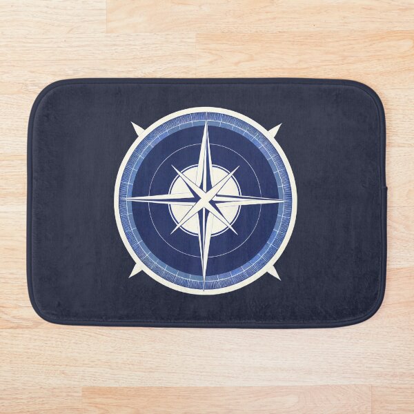 Item preview, Modern nautical compass drawing ~ White and navy blue on black designed and sold by oceanys.