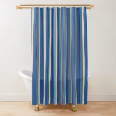 Blue Vertical Stripes Retro Pattern Shower Curtain
