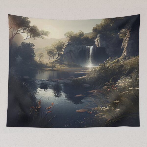 Item preview, Serenity Falls: A Secluded Waterfall Oasis in the Forest designed and sold by Apricoth311.