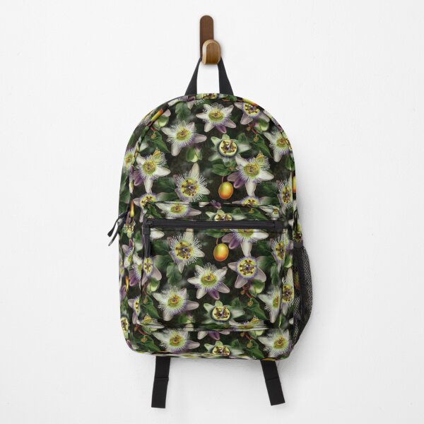 Item preview, PASSION FRUIT FLOWER OVER DARK BACKGROUND VINE PATTERN designed and sold by BoriGrafico.