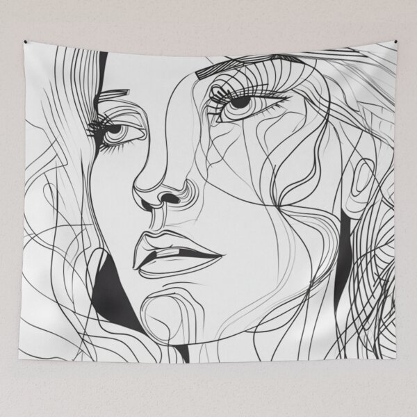 Item preview, "One-line minimalist female portrait." designed and sold by ChromaChameleon.