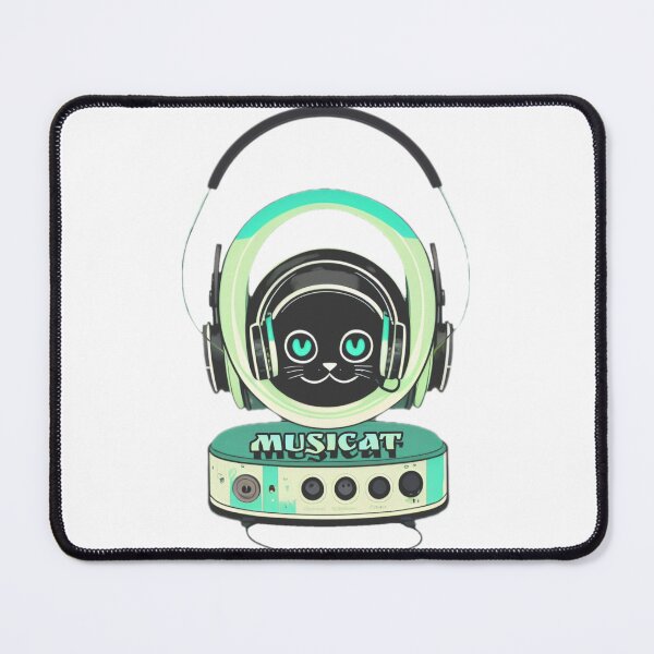 Item preview, Cat - Musicat Musical Cat Wearing Headphones Kitten Music Kawaii Karaoke V50 designed and sold by DreamingAwake1.