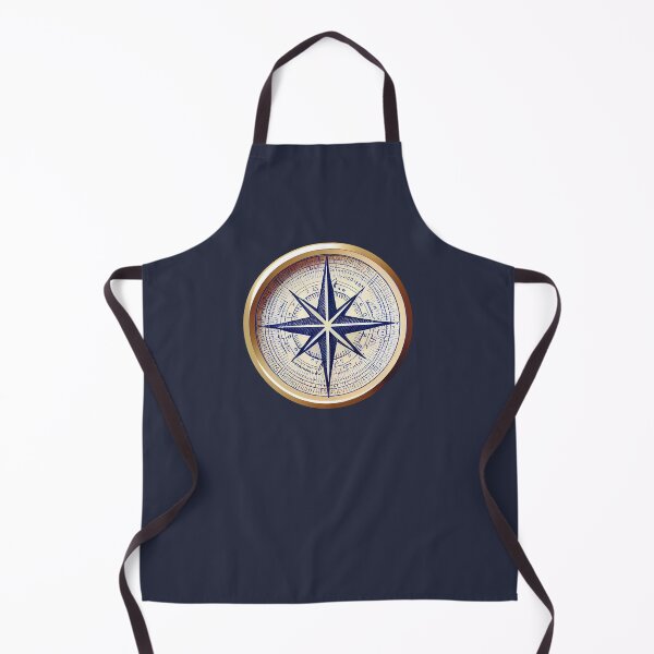 Item preview, Simple nautical compass rose pen drawing ~ Navy blue and gold on blue designed and sold by oceanys.