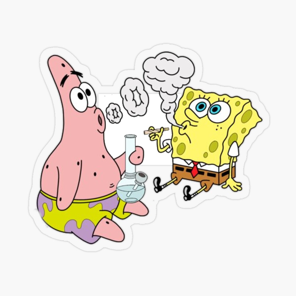 Imán for Sale con la obra «bob esponja y patrick fumando» de mister SaenZ |  Redbubble