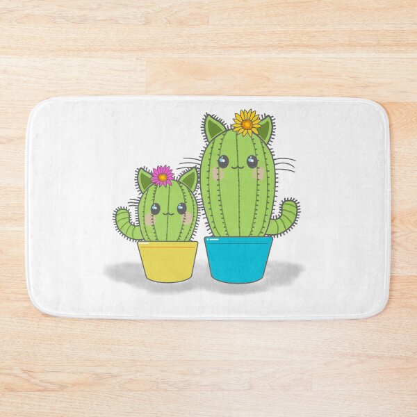 Item preview, Mommy and girl catci with flowers in turquoise and lemon yellow pots  designed and sold by QuirkyCatz.