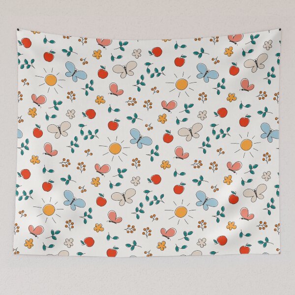 Item preview, doodle pattern with nature elements designed and sold by Olyanazh.