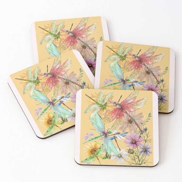 Item preview, Dragonflies & Flowers Watercolor Colorful Nature Design designed and sold by EarthArtDesigns.