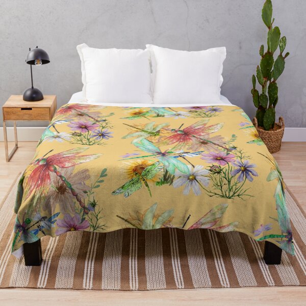 Item preview, Dragonflies & Flowers Watercolor Colorful Nature Design designed and sold by EarthArtDesigns.