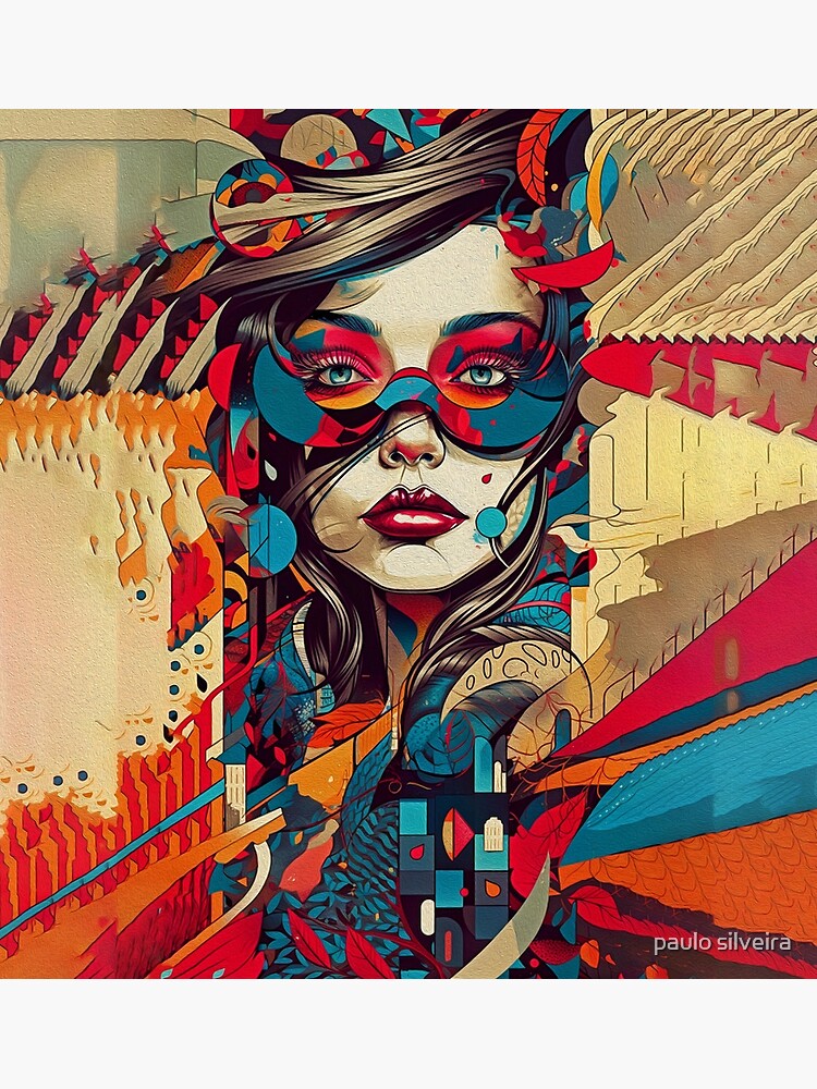 Poster for Sale avec l'œuvre « Peinture à l'huile numérique pop art de  belle fille aux yeux bleus pour la décoration de maisons modernes. » de l'artiste  paulo silveira