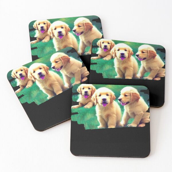 Item preview, Golden Trio - A Masterpiece of Three Loyal Retriever Friends Created by AI - brushstroke frame designed and sold by Mechanical-Artt.