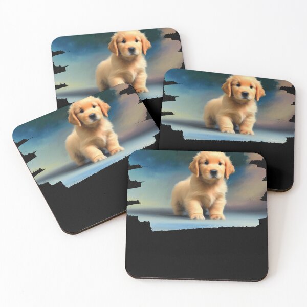 Item preview, Elegant and Playful - A Golden Retriever Portrait with a Watercolor Twist - brushstroke frame designed and sold by Mechanical-Artt.