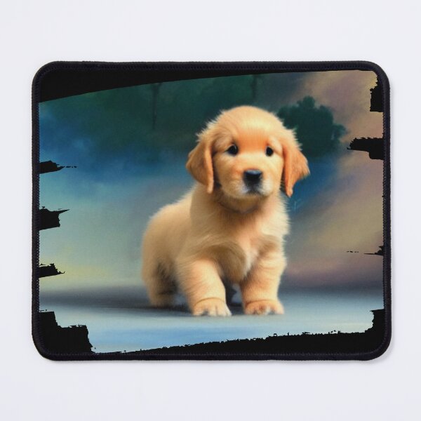 Item preview, Elegant and Playful - A Golden Retriever Portrait with a Watercolor Twist - brushstroke frame designed and sold by Mechanical-Artt.
