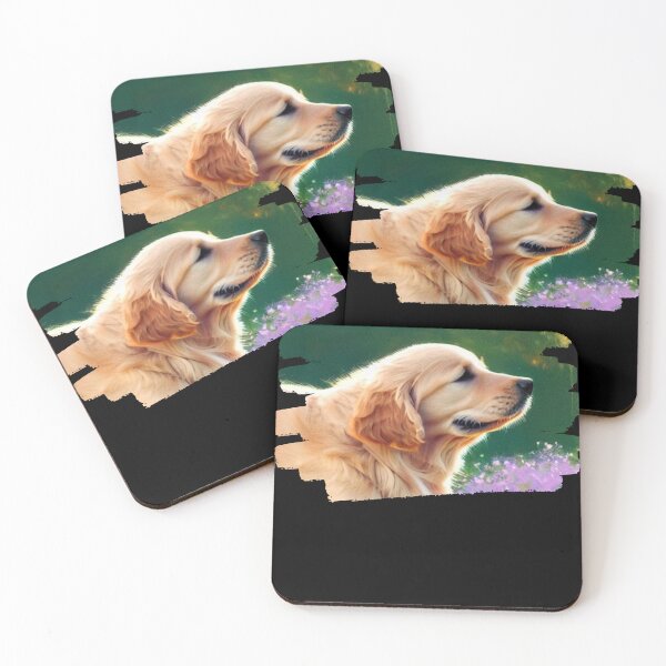 Item preview, An AI Masterpiece - Stunning Watercolor Art of a Golden Retriever Companion - brushstroke frame designed and sold by Mechanical-Artt.