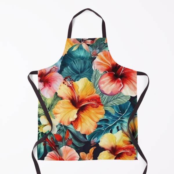 Artikelvorschau, Tropische Hibiskus-Pflanzen und Blumen-Aquarell-Muster entworfen und verkauft von ManxCatAndy.