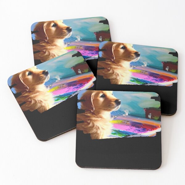 Item preview, A Loyal Friend in Watercolor - Beautiful Golden Retriever Art Generated by AI - brushstroke frame designed and sold by Mechanical-Artt.