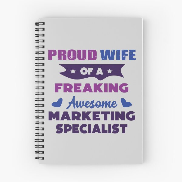 Item preview, Proud wife of a freaking awesome marketing specialist, dark text, vintage, funny marketing specialist job ,marketing specialist humor, marketing specialist joke,meme, designed and sold by SGS-.