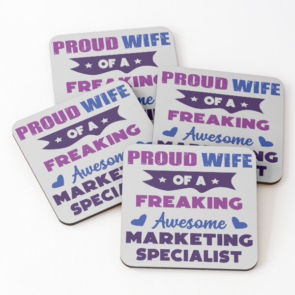 Item preview, Proud wife of a freaking awesome marketing specialist, dark text, vintage, funny marketing specialist job ,marketing specialist humor, marketing specialist joke,meme, designed and sold by SGS-.