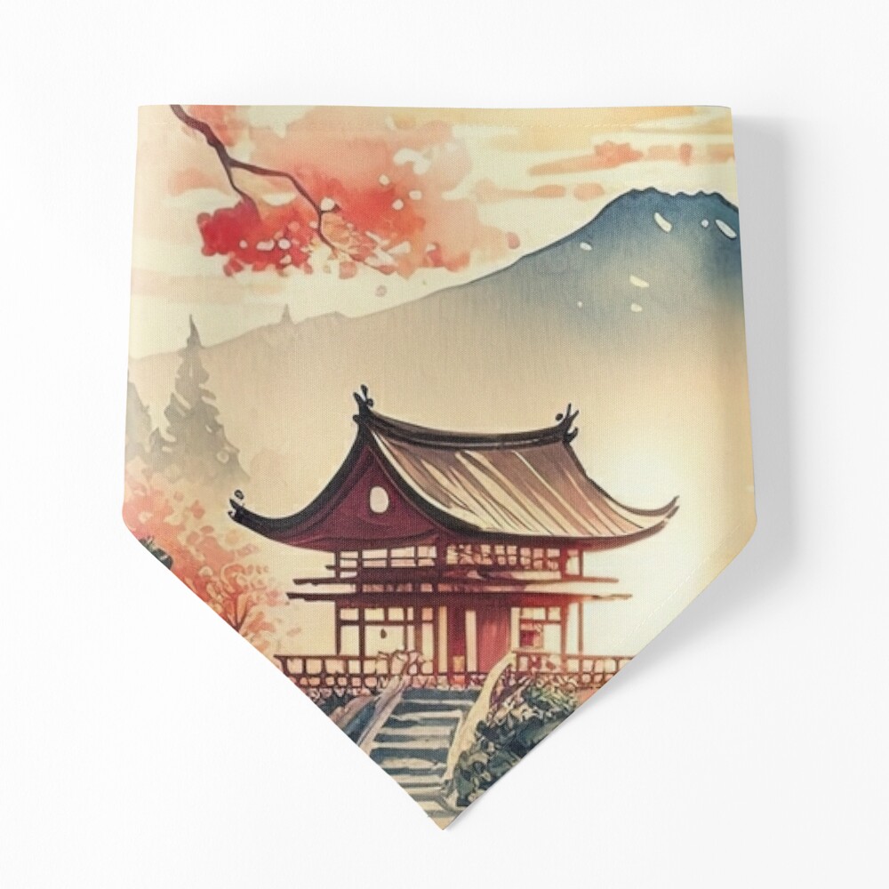 Image of the Traditional Japanese Watercolor Painting Art Featuring Cherry  Blossoms,pagoda,bridge,bamboo and Serene Landscape. Stock Illustration -  Illustration of abstract, oriental: 279178351