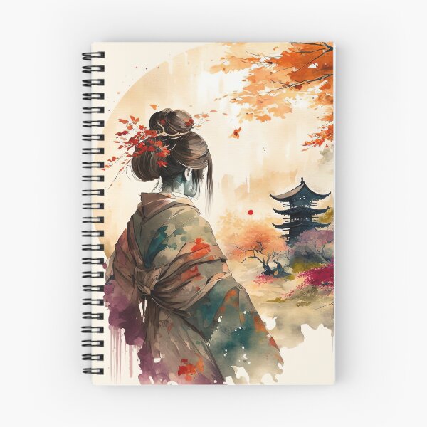 Item preview, Geisha and Pagoda - Beautiful Japanese Watercolor Landscape designed and sold by TeaTime Creatives.