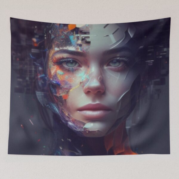 Item preview, Woman portrait cyberpunk style designed and sold by M-Lin.