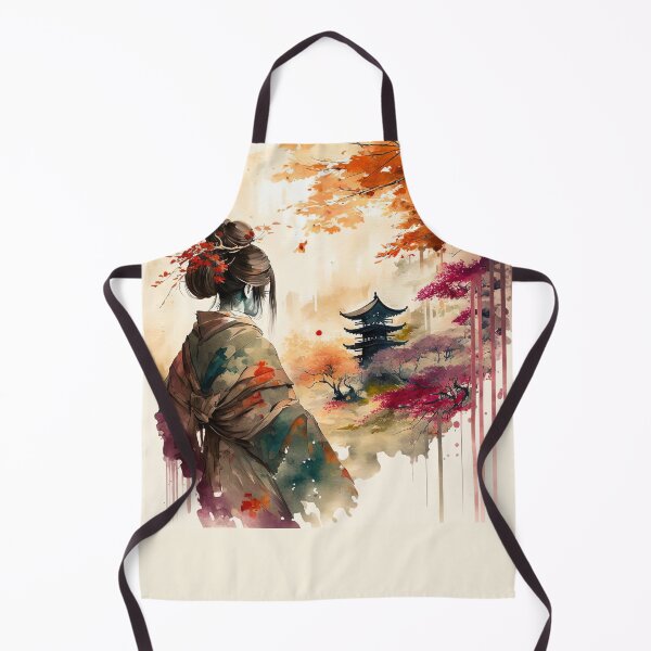 Item preview, Geisha and Pagoda - Beautiful Japanese Watercolor Landscape designed and sold by TeaTime Creatives.
