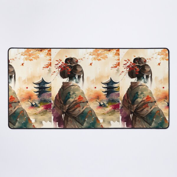 Item preview, Geisha and Pagoda - Beautiful Japanese Watercolor Landscape designed and sold by TeaTime Creatives.
