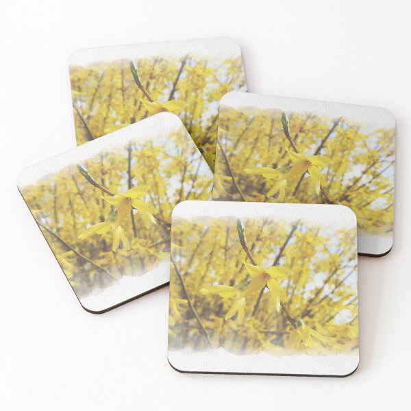 Item preview, Happy spring vibrant forsythias Digital Watercolor original artwork designed and sold by paragonDesign28.