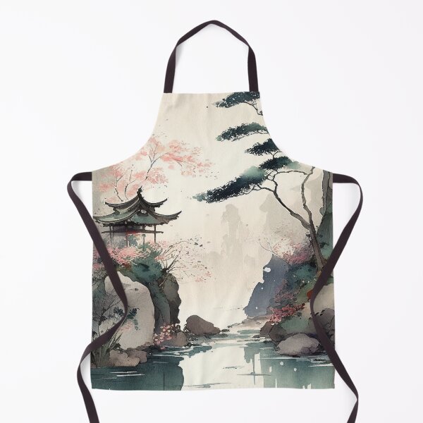 Item preview, Pagoda and Lake - Beautiful Japanese Watercolor Landscape designed and sold by TeaTime Creatives.