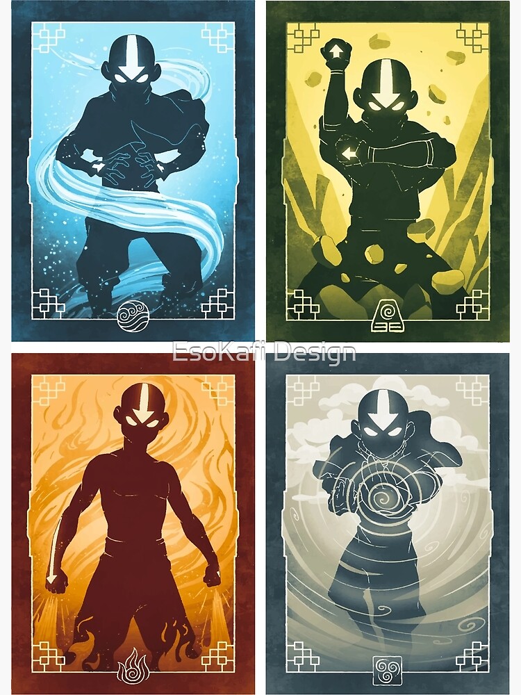 Aang All authentic Four Elements Poster Painting canvas 20*30inch