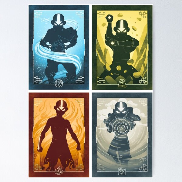 Item preview, Avatar: The Last Airbender - avatar aang 4 elements illustration designed and sold by EsoKafi Design.