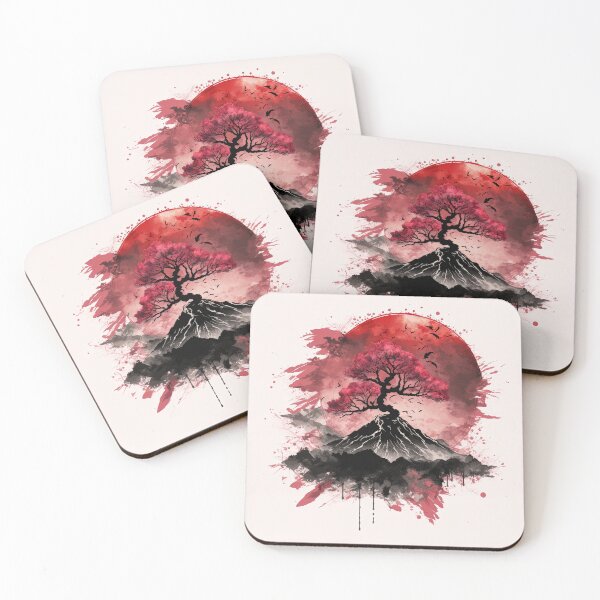 Item preview, Mountain and Cherry Blossoms - Beautiful Japanese Watercolor Landscape designed and sold by TeaTime Creatives.