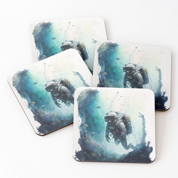 Item preview, astronaut space like underwater watercolor designed and sold by shokA Design.