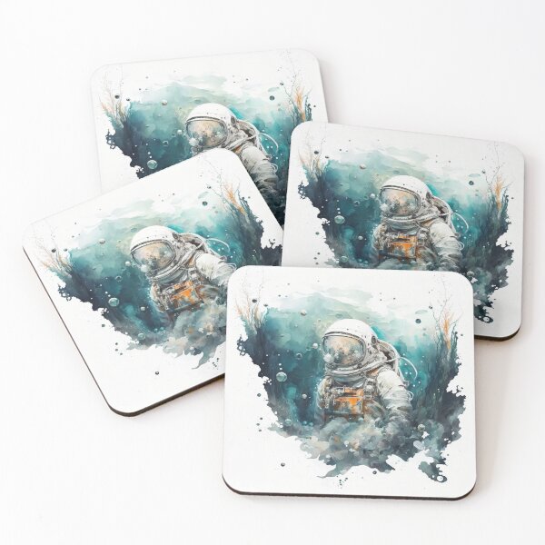 Item preview, astronaut space like underwater watercolor designed and sold by shokA Design.