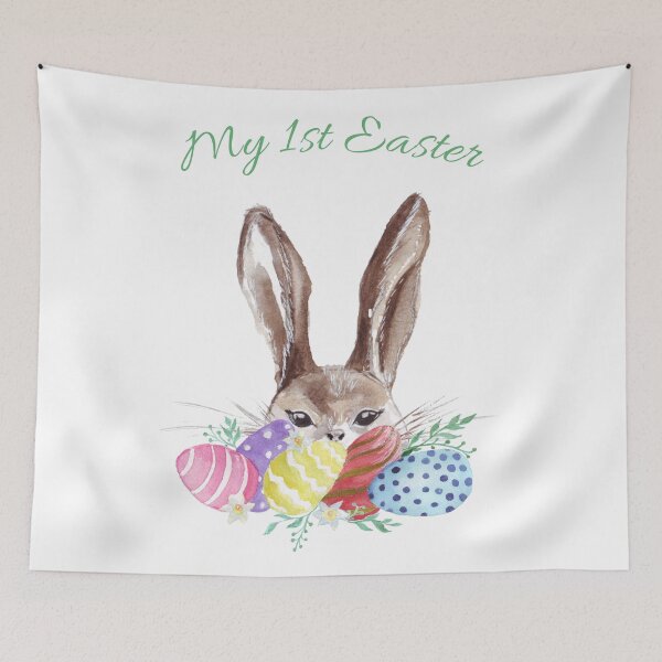 Item preview, My 1st Easter - Handpainted Bunny and Colorful Eggs designed and sold by Wolshebnaja.