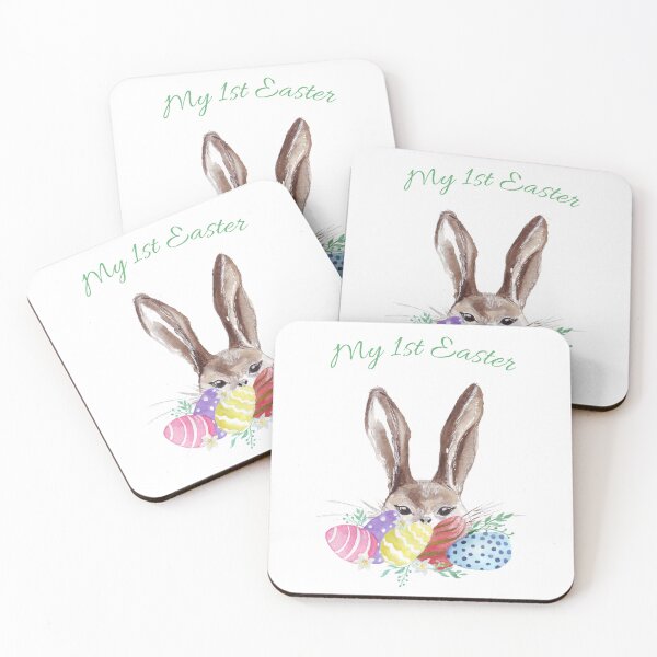 Item preview, My 1st Easter - Handpainted Bunny and Colorful Eggs designed and sold by Wolshebnaja.