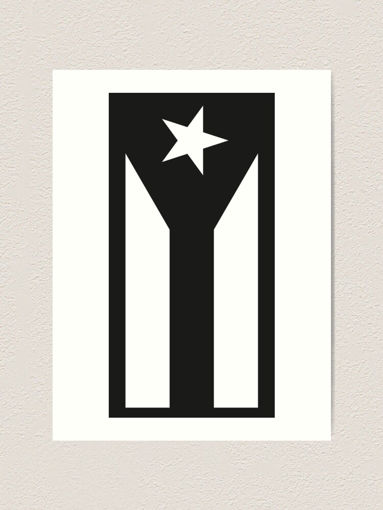Puerto Rico Flag Black And White Art Print By Hernindaefire