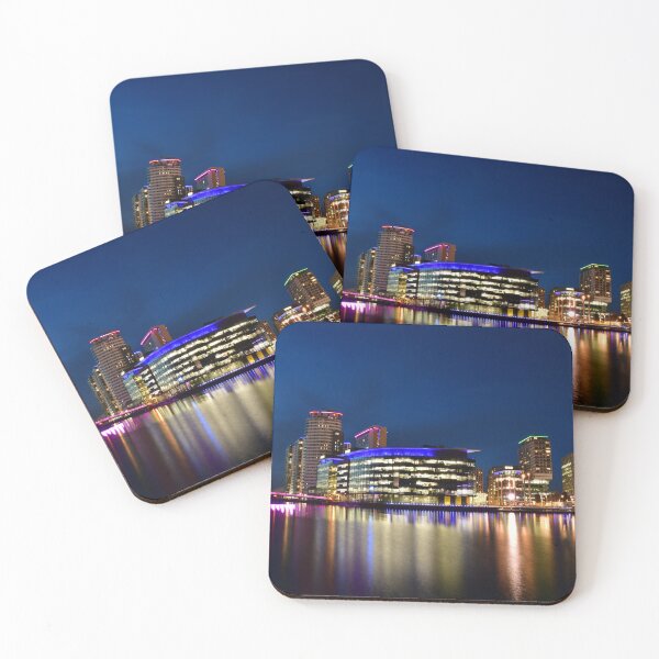 Item preview, Night time reflections at Media City, Salford Quays, Manchester designed and sold by fensnapz.
