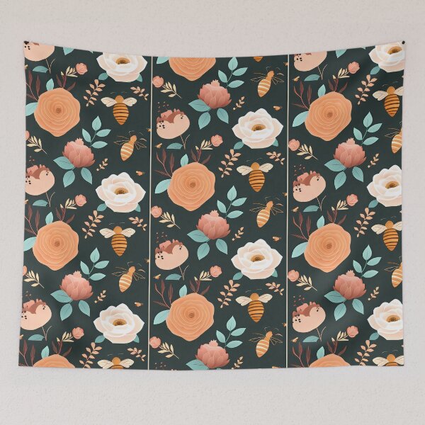 Item preview, Pattern With Bee And Flowers designed and sold by SMILE88.