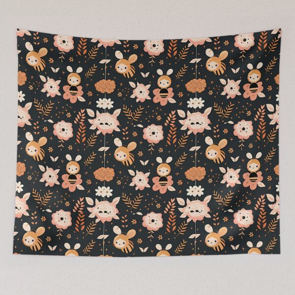 Item preview, Pattern with bee and flowers designed and sold by SMILE88.