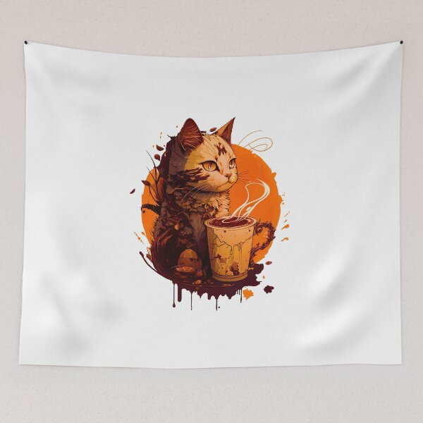 Item preview, Cat and coffee designed and sold by nemfisart.
