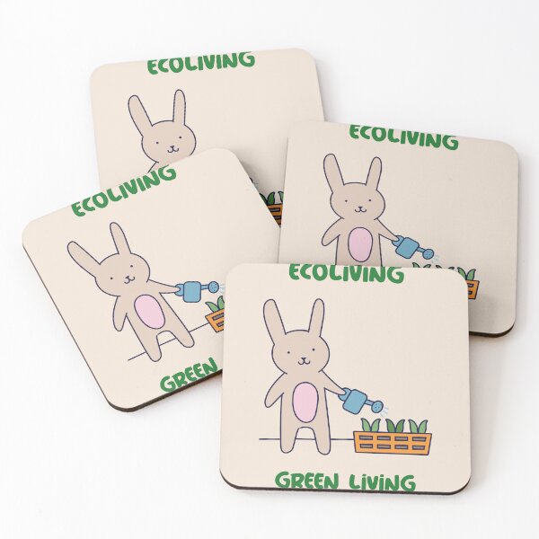 Item preview, Ecoliving - Green Living - Cartoon rabbit watering plants designed and sold by ElLocoMus.